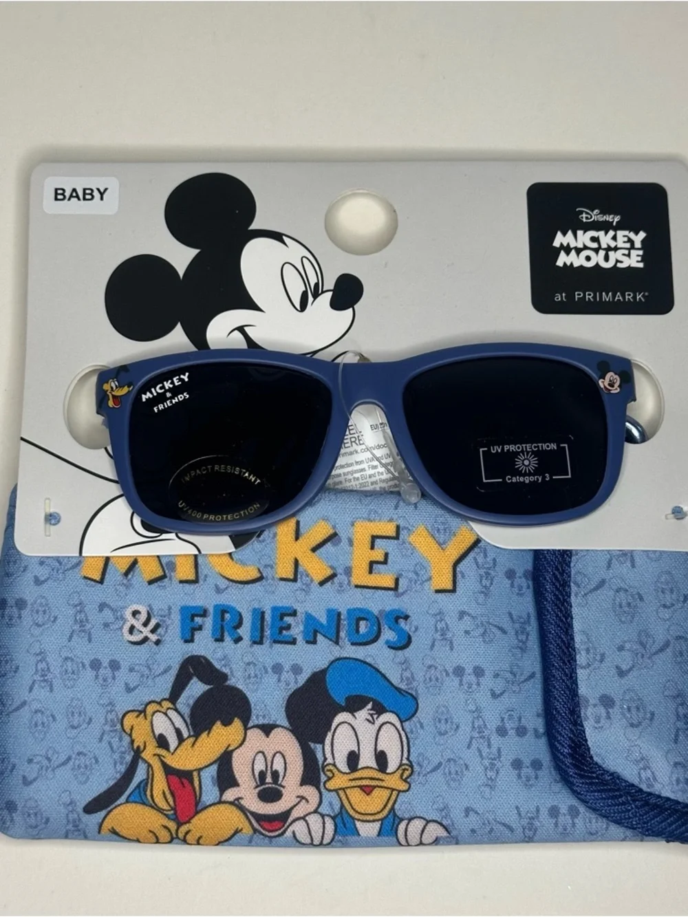 Primark Disney Baby Blue Mickey & Friends Sunglasses UV Protection W/ Case NEW